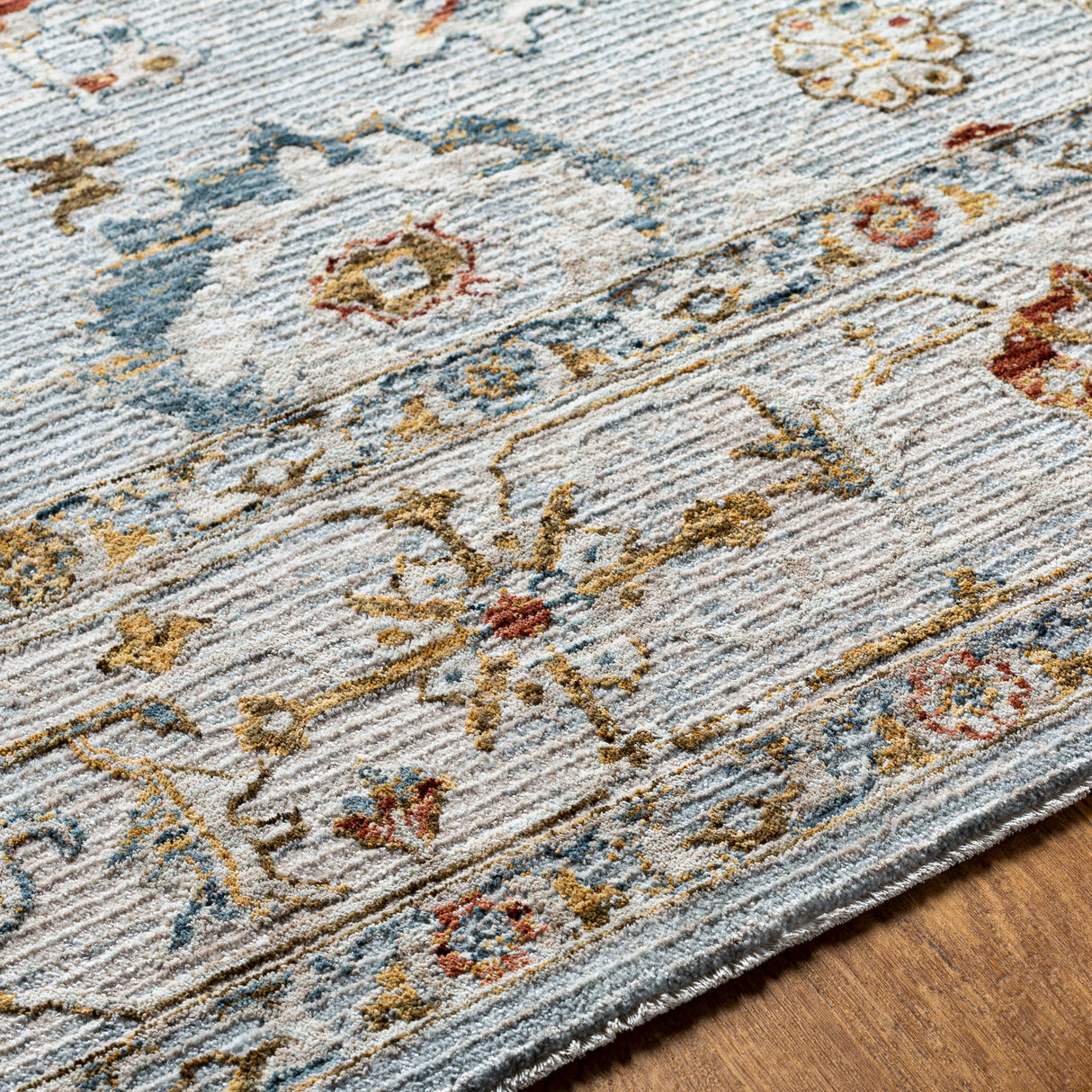 Surya Reina Ren-2306 Light Gray, Cream, Denim, Rust Rugs.