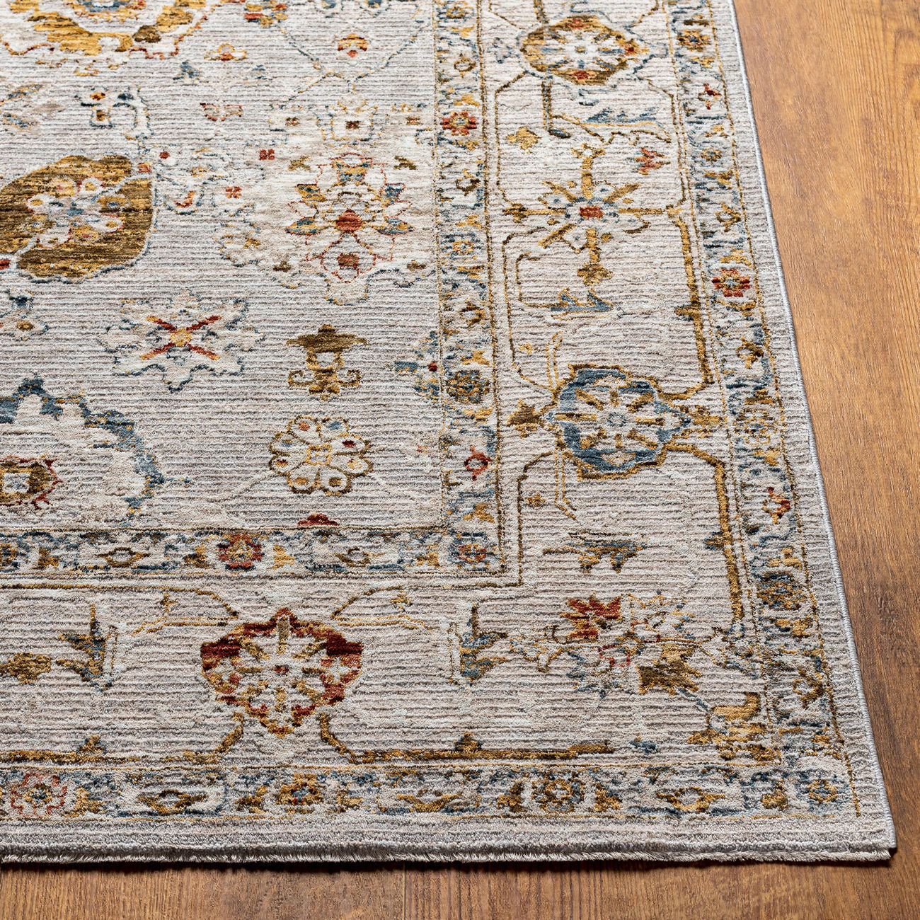 Surya Reina Ren-2307 Light Gray, Cream, Denim, Rust Area Rug