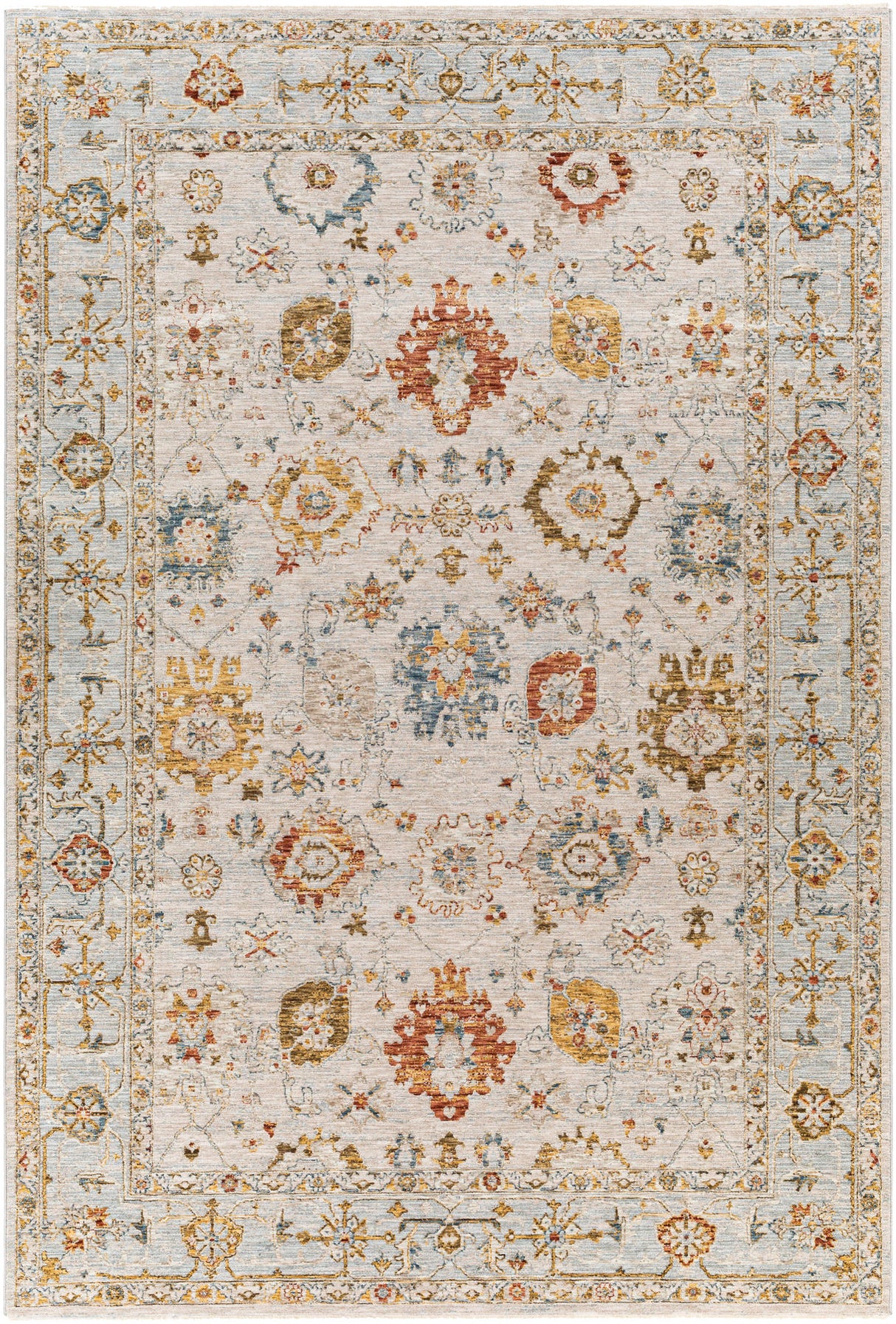 Surya Reina Ren-2309 Light Gray, Cream, Denim, Rust Rugs.