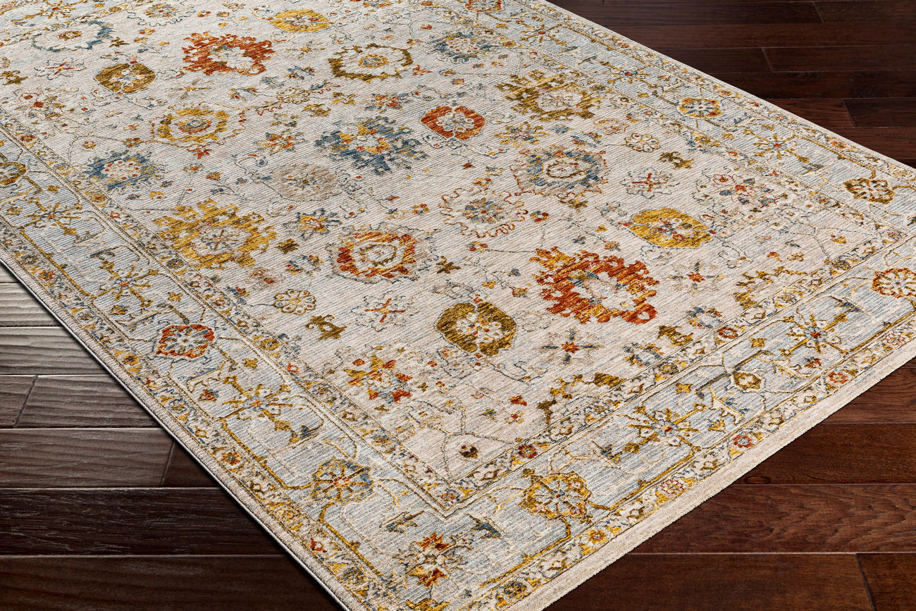 Surya Reina Ren-2309 Light Gray, Cream, Denim, Rust Rugs.