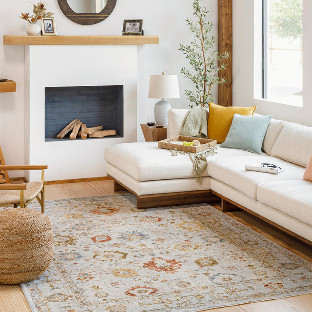 Surya Reina Ren-2309 Light Gray, Cream, Denim, Rust Rugs.