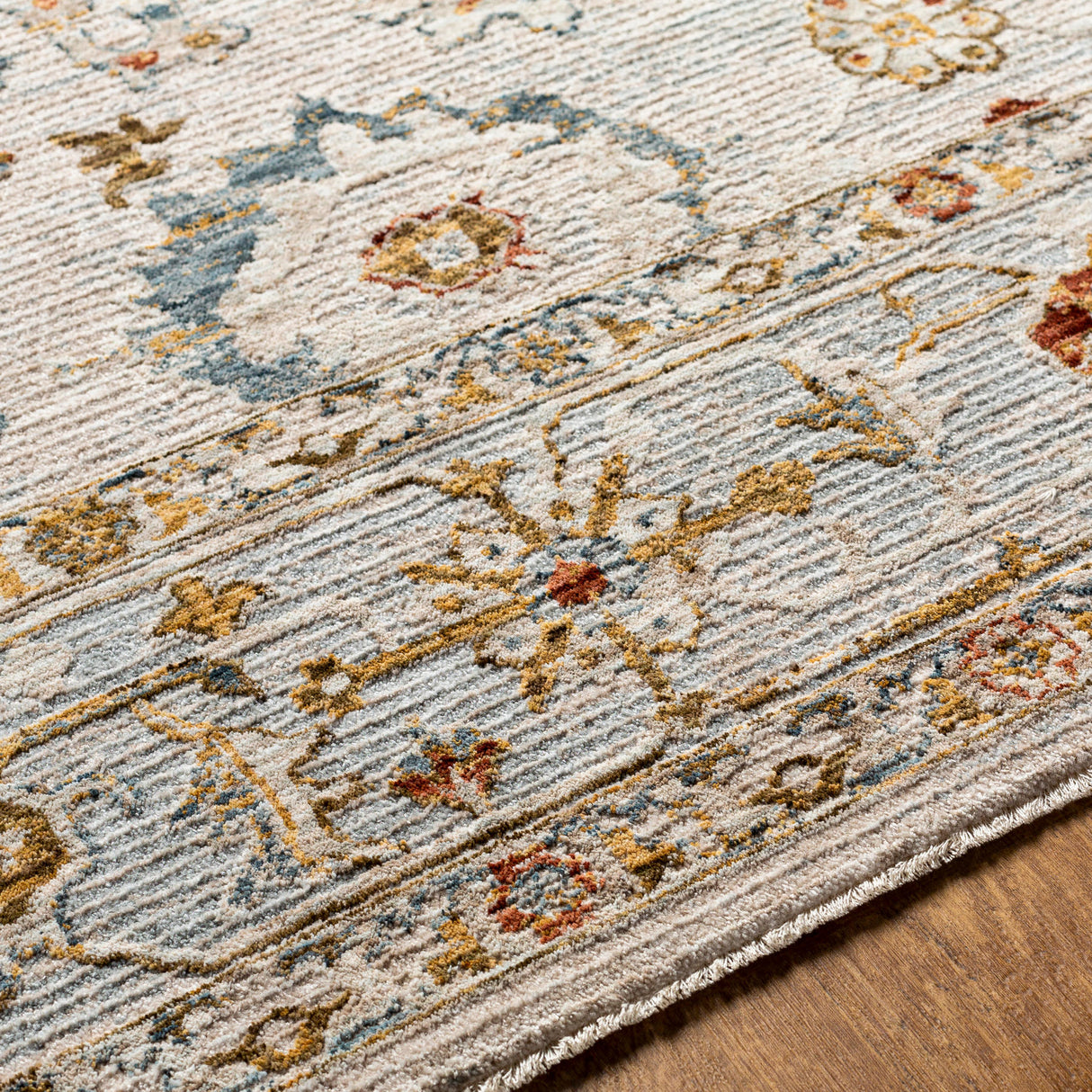 Surya Reina Ren-2309 Light Gray, Cream, Denim, Rust Rugs.