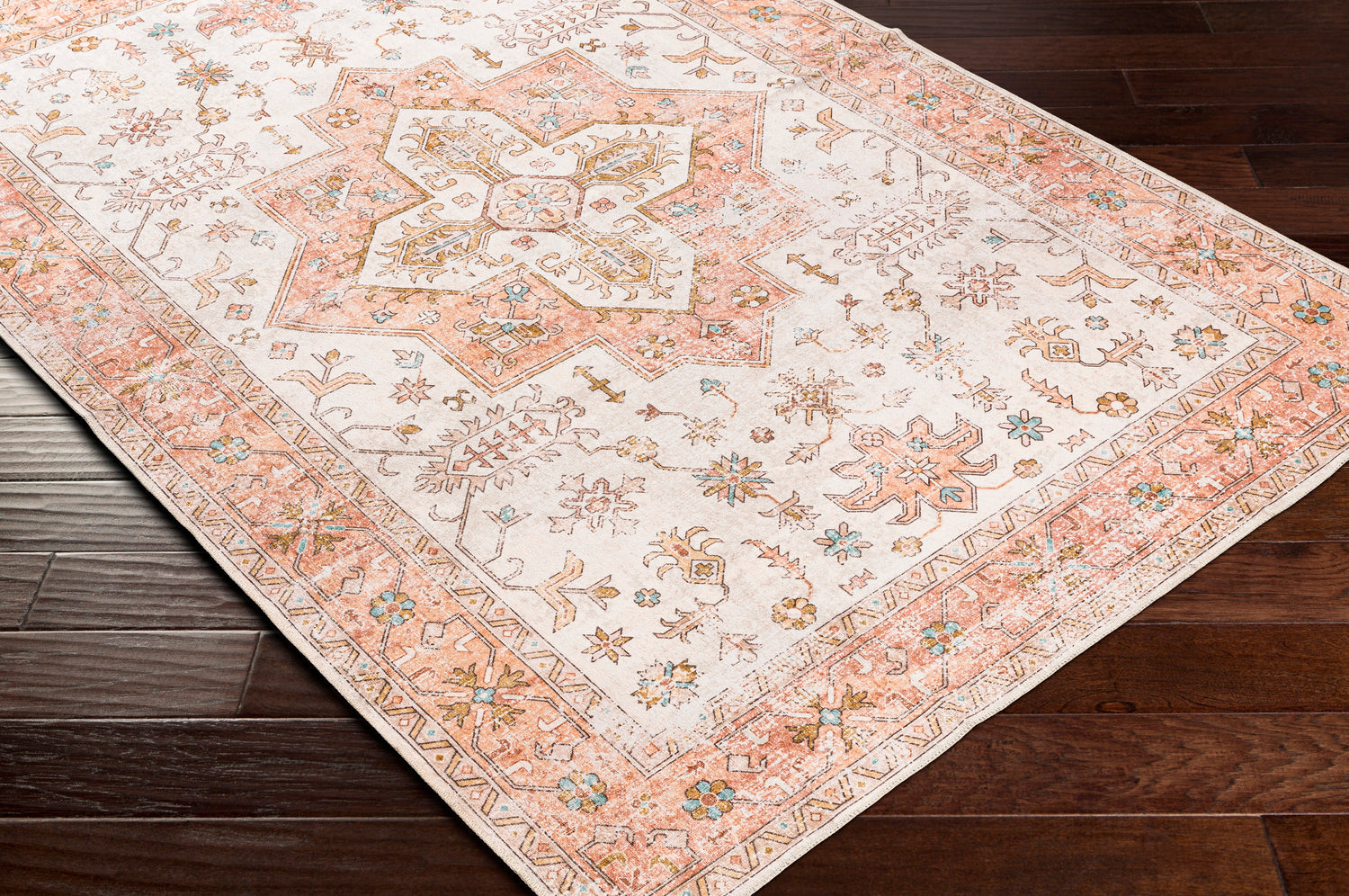 Surya Machine Washable Regen Rge-2306 Beige, Dusty Pink Rug.