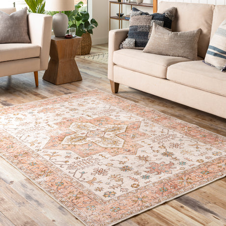 Surya Machine Washable Regen Rge-2306 Beige, Dusty Pink Rug.
