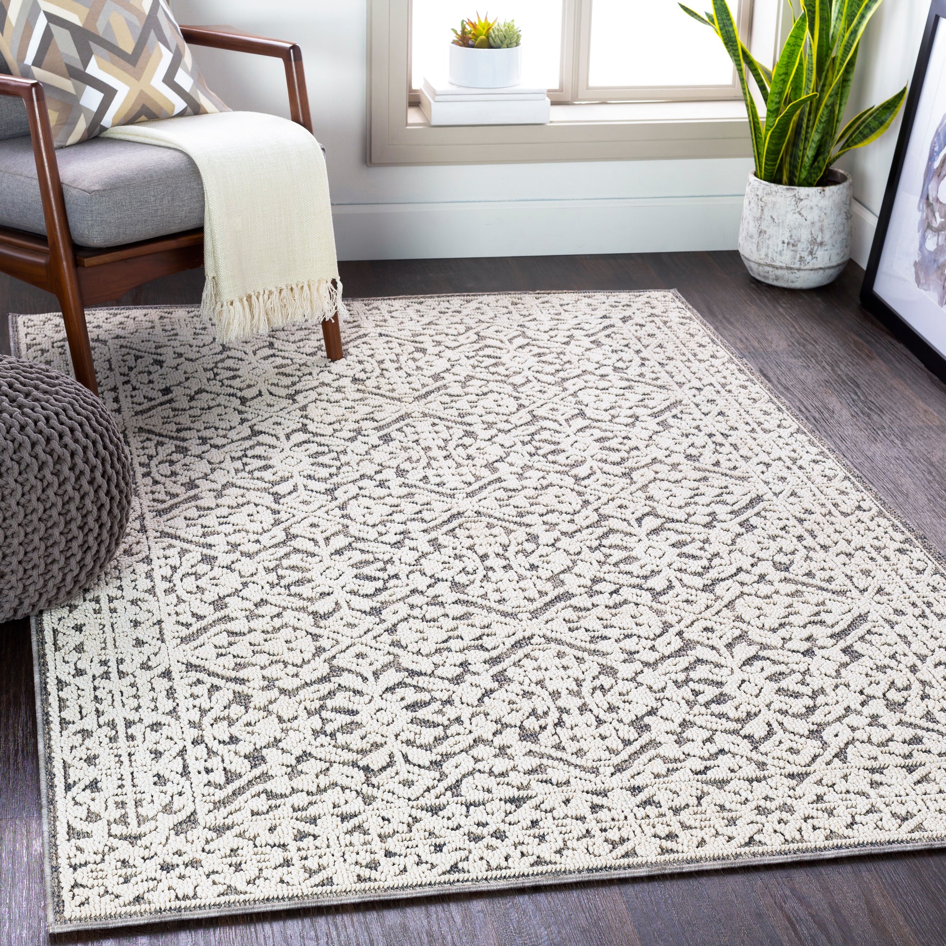 Surya Ariana Ria-2303 Medium Gray, Taupe, White, Charcoal Area Rug