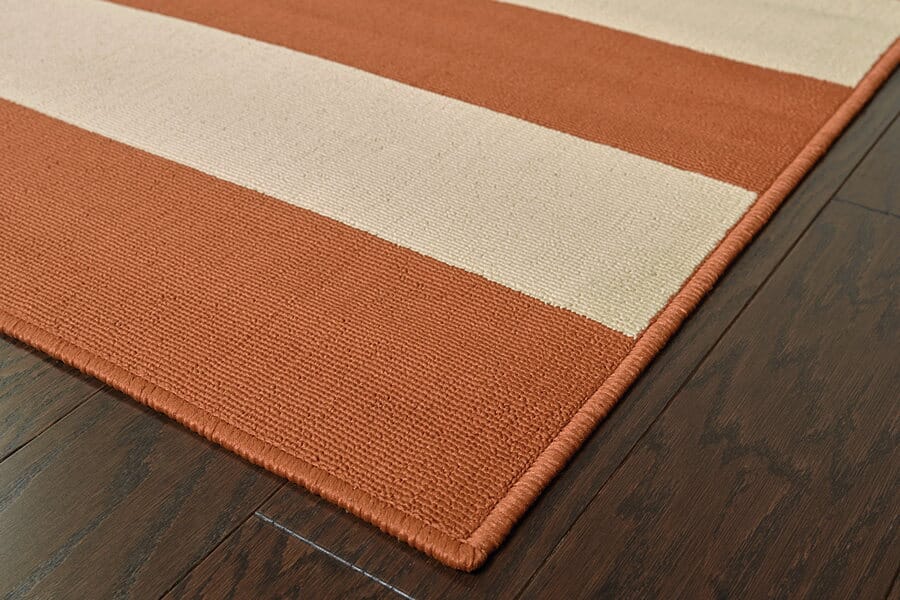 Oriental Weavers Sphinx Riviera 4768B Orange / Ivory Striped Area Rug