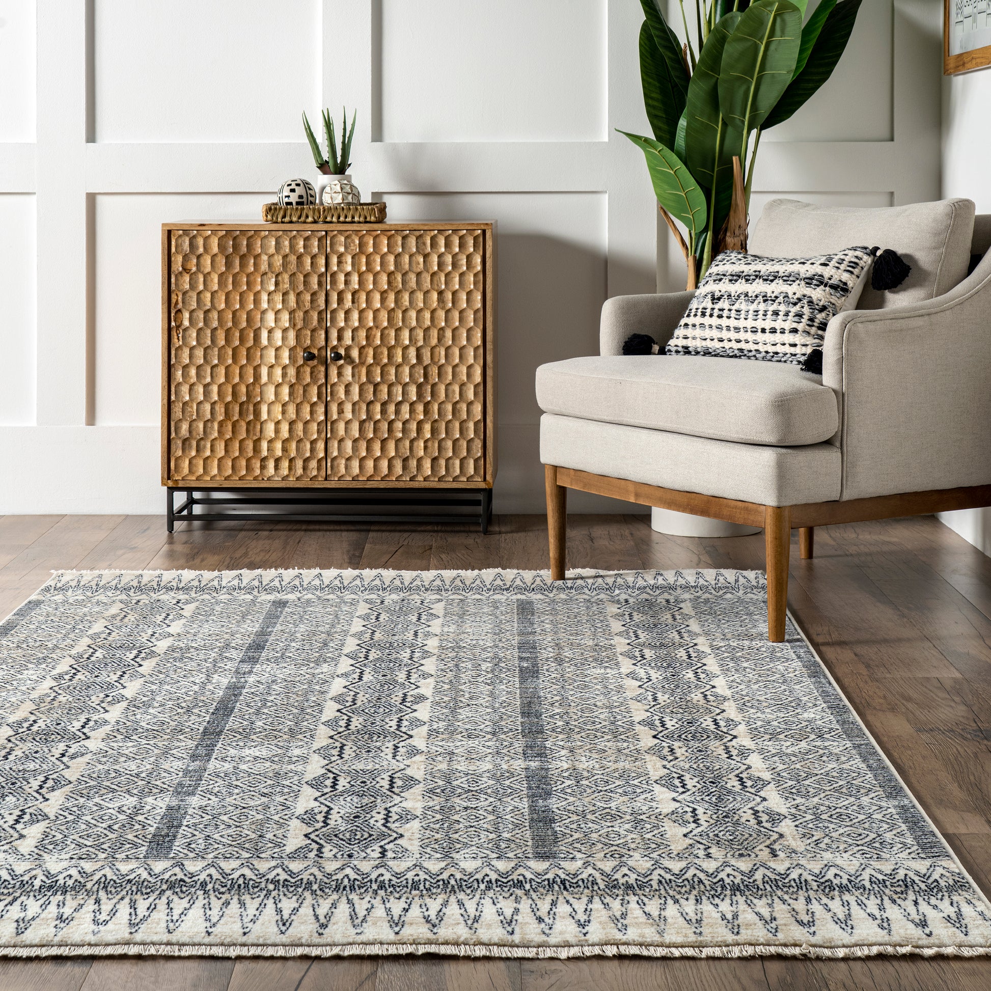 Nuloom Janene Tribal Banded Nja1543A Blue Area Rug