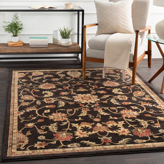 Surya Riley Rly-5025 Jet Black / Caramel / Hot Cocoa Rugs.