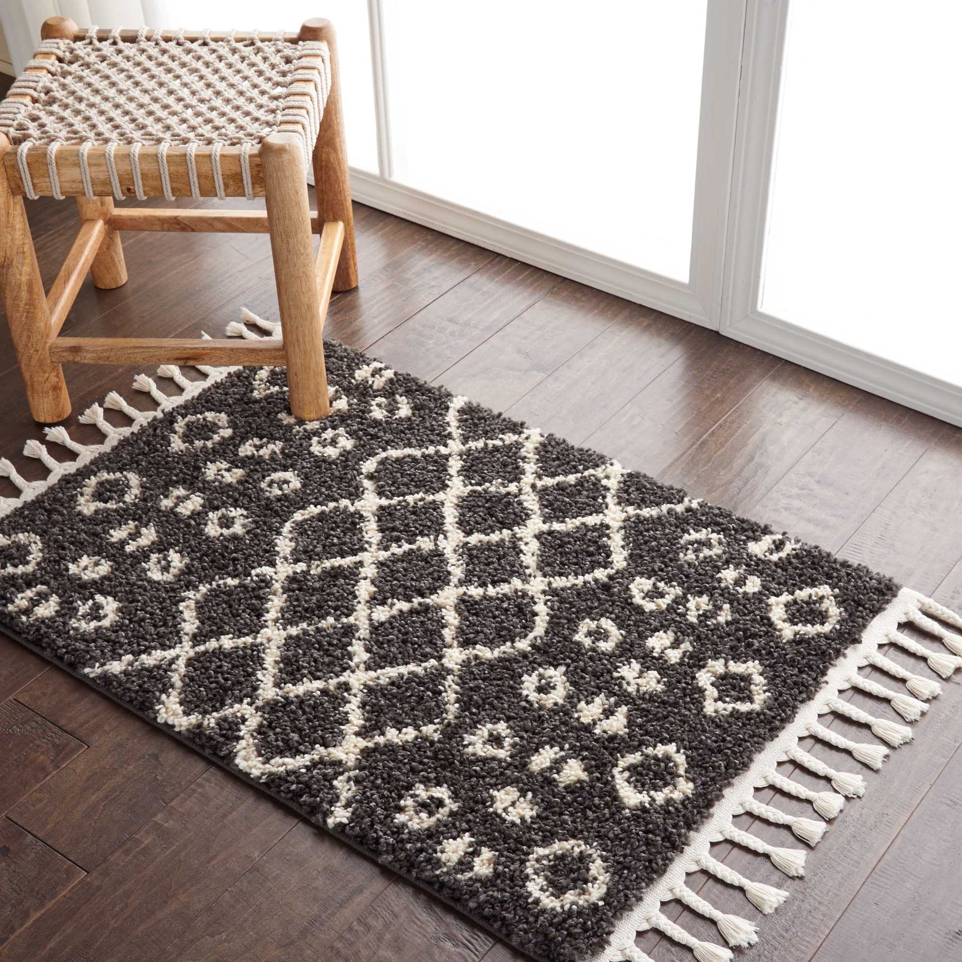 Nourison Moroccan Shag Mrs02 Charcoal Area Rug