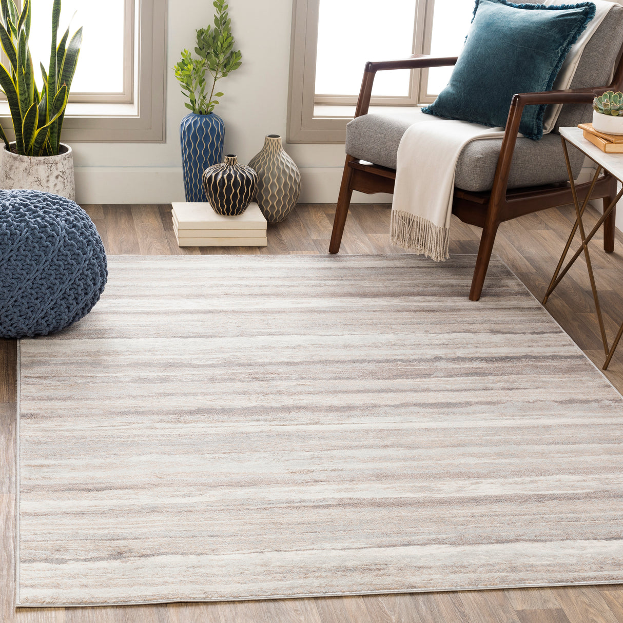 Surya Roma Rom-2306 Medium Gray, Tan, Camel, White Rugs.
