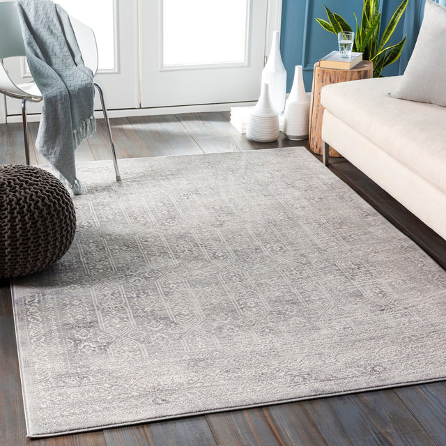 Surya Roma Rom-2307 White, Light Gray, Medium Gray Rugs.