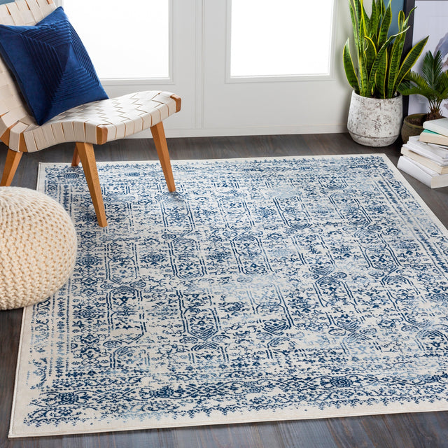 Surya Roma Rom-2309 Dark Blue, Denim, White Rugs.