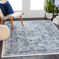 Surya Roma Rom-2309 Dark Blue, Denim, White Area Rug