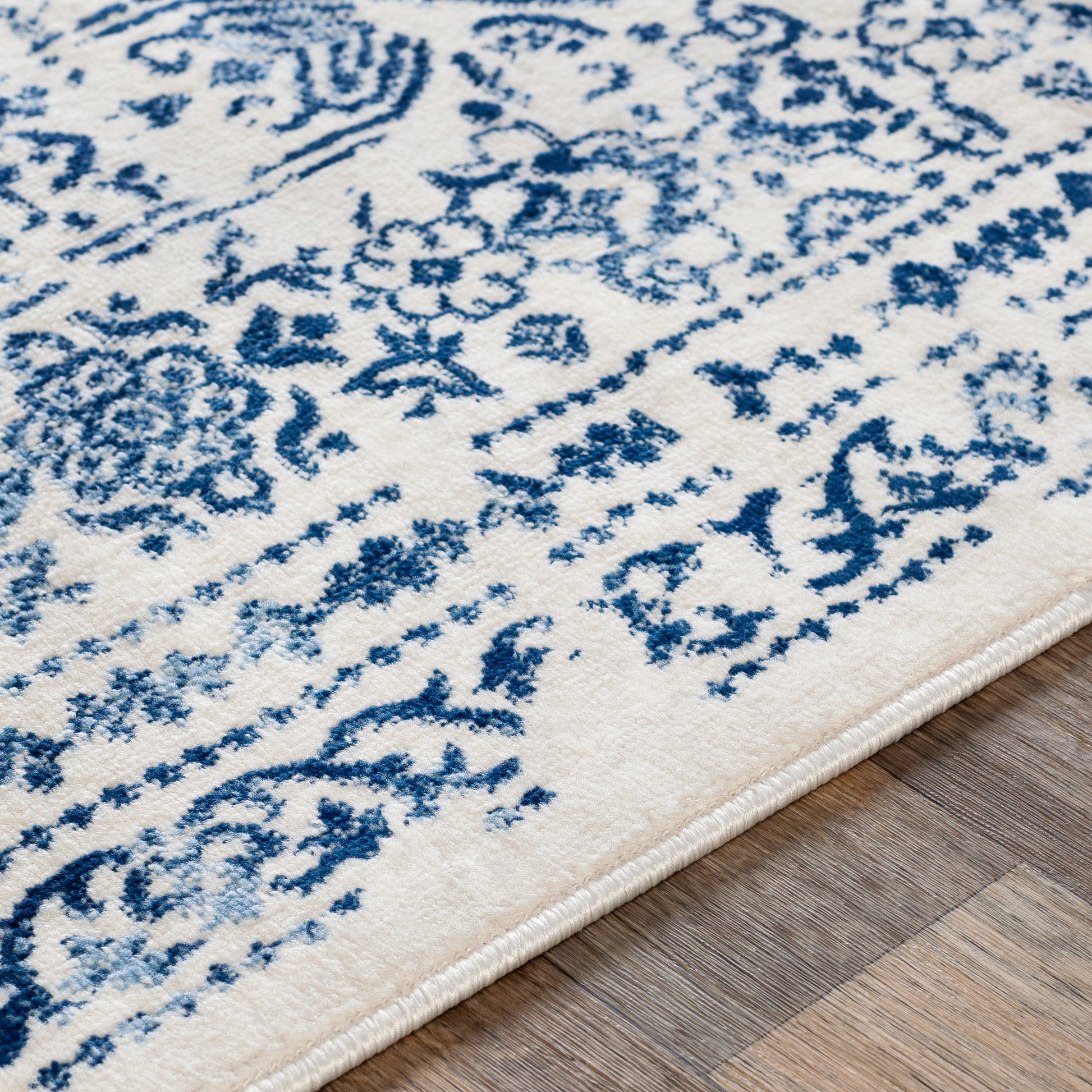 Surya Roma Rom-2309 Dark Blue, Denim, White Area Rug