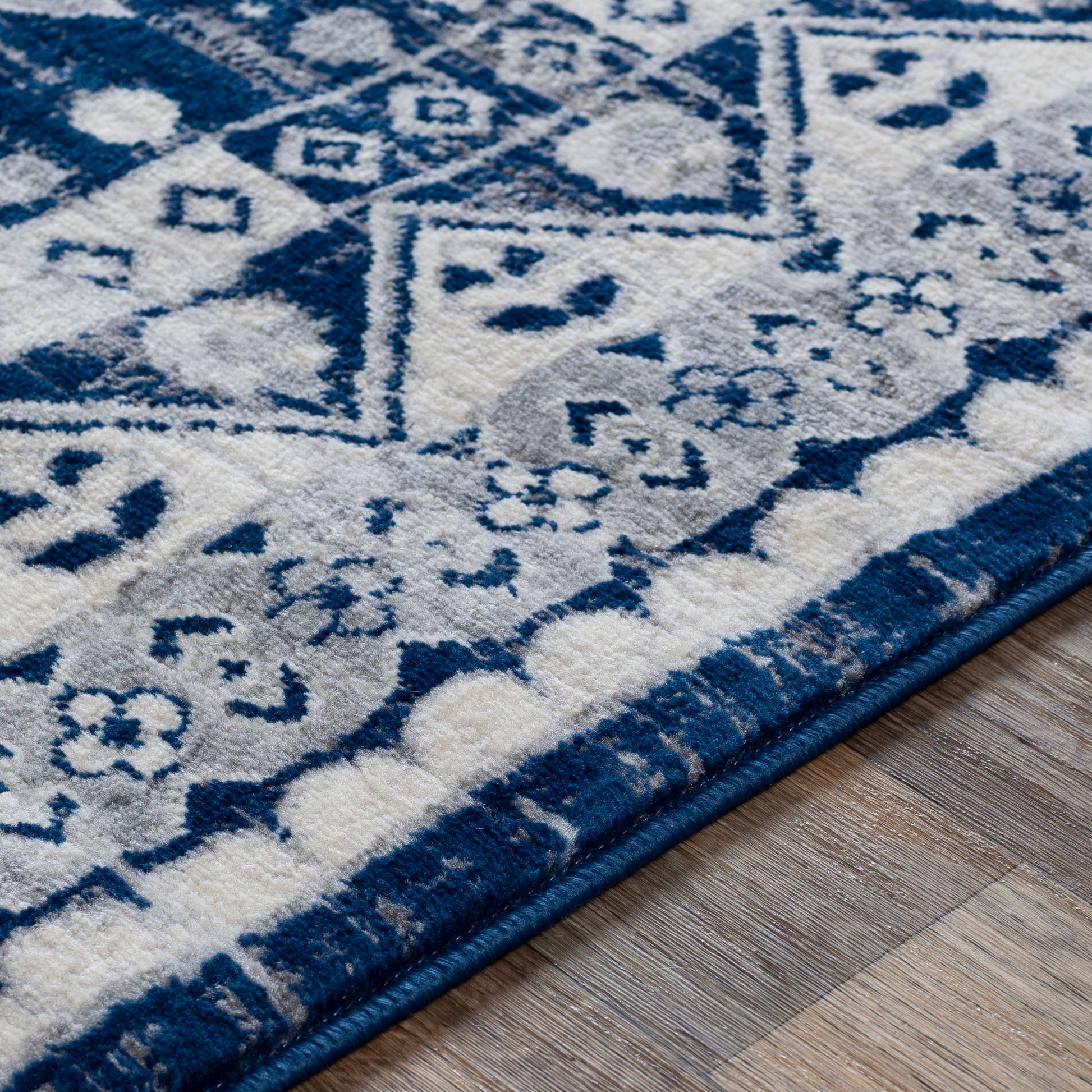 Surya Roma Rom-2318 Dark Blue, Medium Gray, Light Gray, White Area Rug