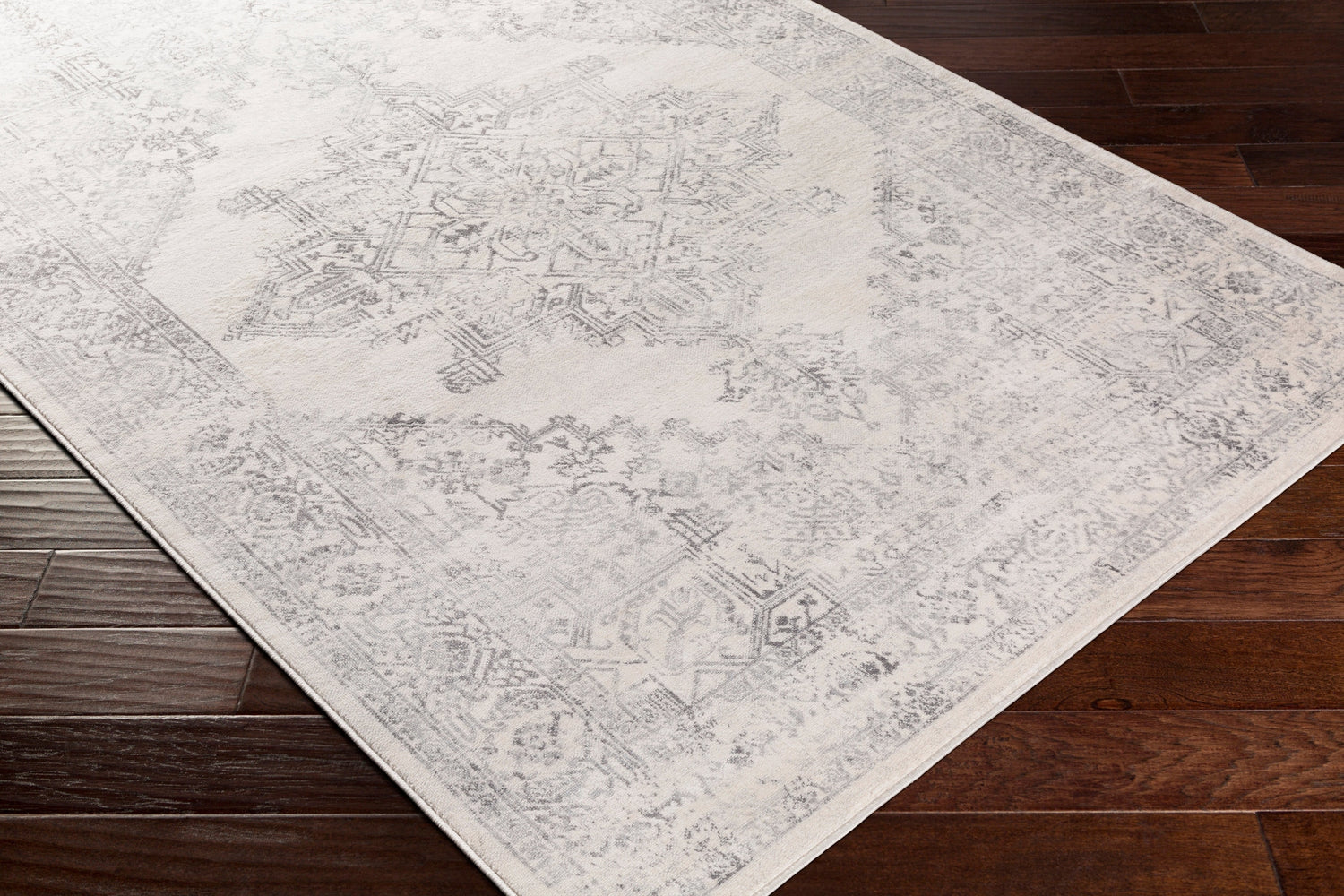 Surya Roma Rom-2322 White, Light Gray, Medium Gray Rugs.