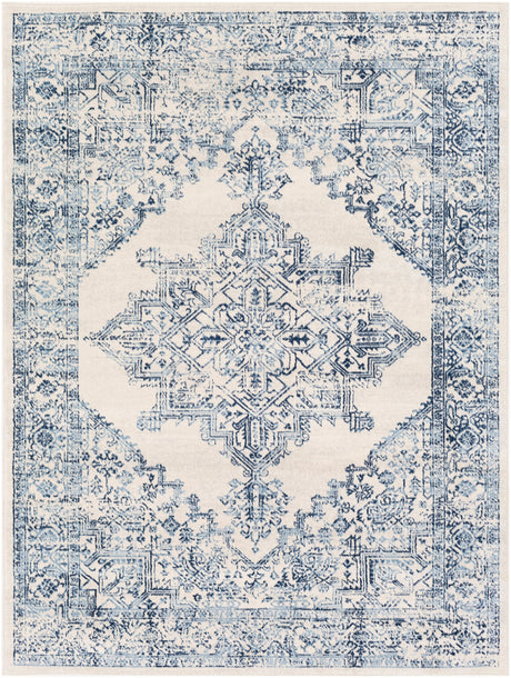 Surya Roma Rom-2323 White, Light Gray, Dark Blue, Medium Gray Rugs.