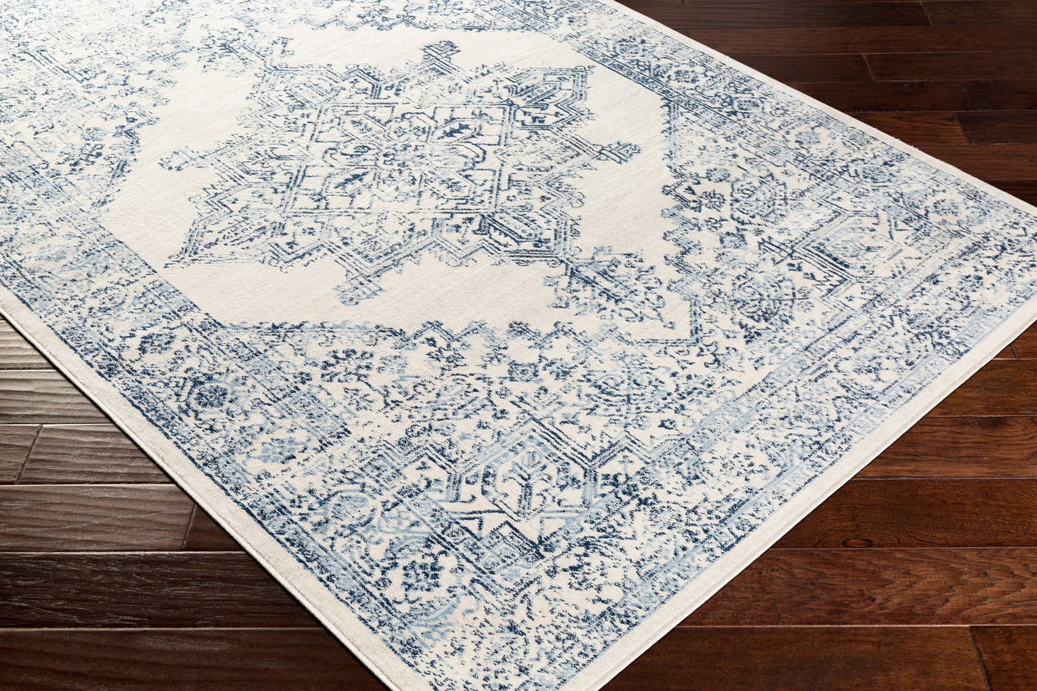 Surya Roma Rom-2323 White, Light Gray, Dark Blue, Medium Gray Rugs.