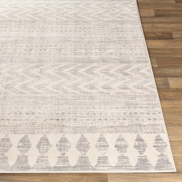 Surya Roma Rom-2329 White, Light Gray, Medium Gray Rugs.