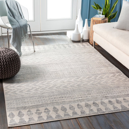 Surya Roma Rom-2329 White, Light Gray, Medium Gray Area Rug