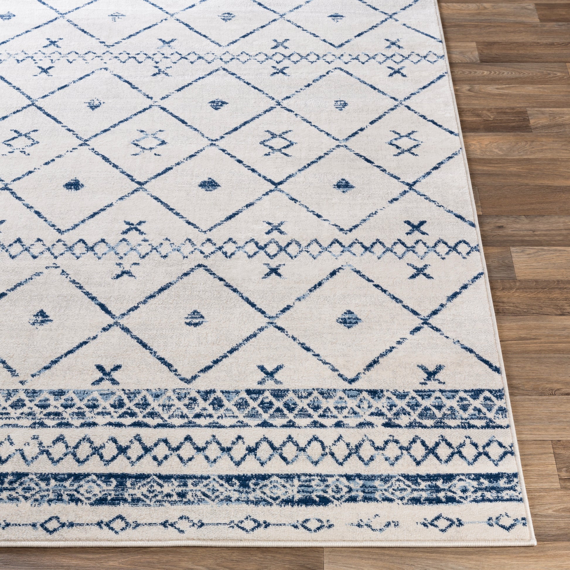 Surya Roma Rom-2339 Dark Blue, Denim, Light Gray, White Area Rug