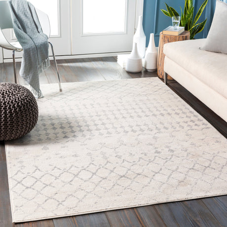 Surya Roma Rom-2343 White, Light Gray, Medium Gray Rugs.