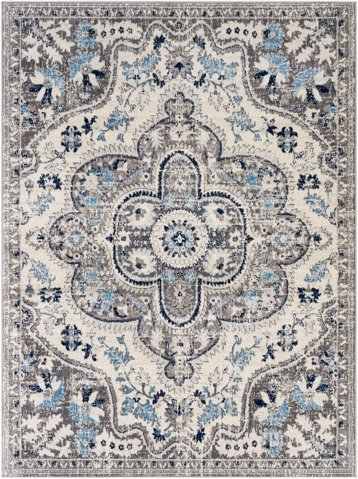 Surya Roma Rom-2359 Navy, Light Gray, Cream, Medium Gray Rugs.