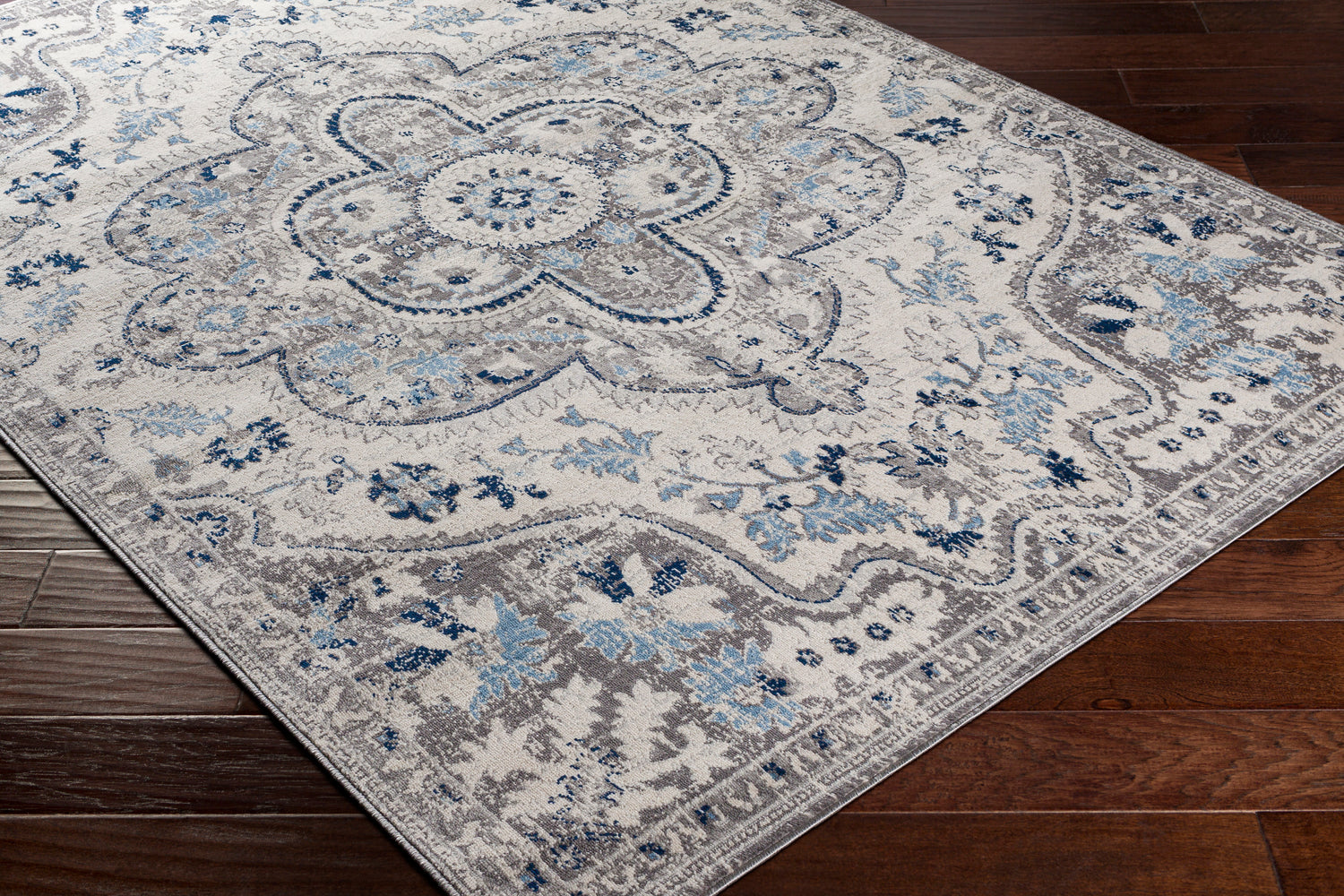 Surya Roma Rom-2359 Navy, Light Gray, Cream, Medium Gray Rugs.