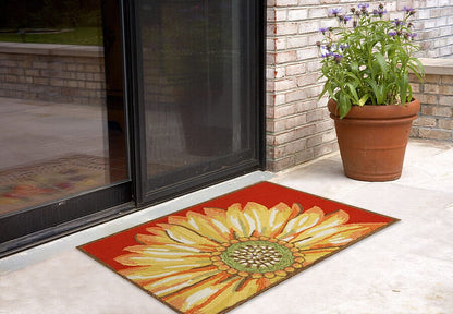 Liora Manne Frontporch Sunflower 1417/24 Red Floral / Country Area Rug