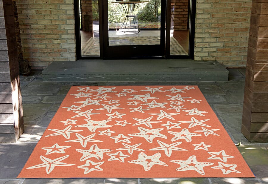 Liora Manne Capri Starfish 1667/18 Orange, Ivory Coastal Area Rug