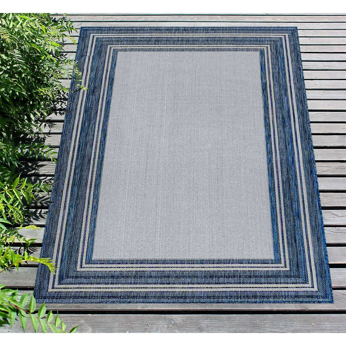 Liora Manne Carmel Multi Border 8425/33 Navy Bordered Area Rug