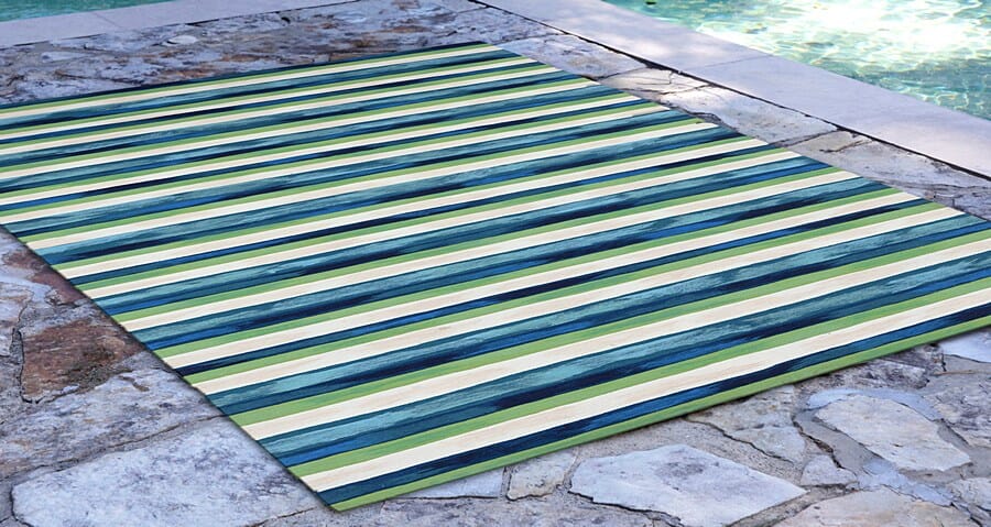 Liora Manne Visions Ii Painted Stripes 4313/03 Cool, Blue, Green Striped Area Rug