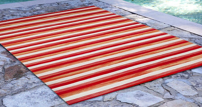 Liora Manne Visions Ii Painted Stripes 4313/24 Warm, Red, Orange Striped Area Rug