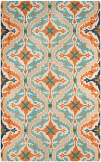 Safavieh Roslyn Ros595A Blue / Beige Damask Area Rug