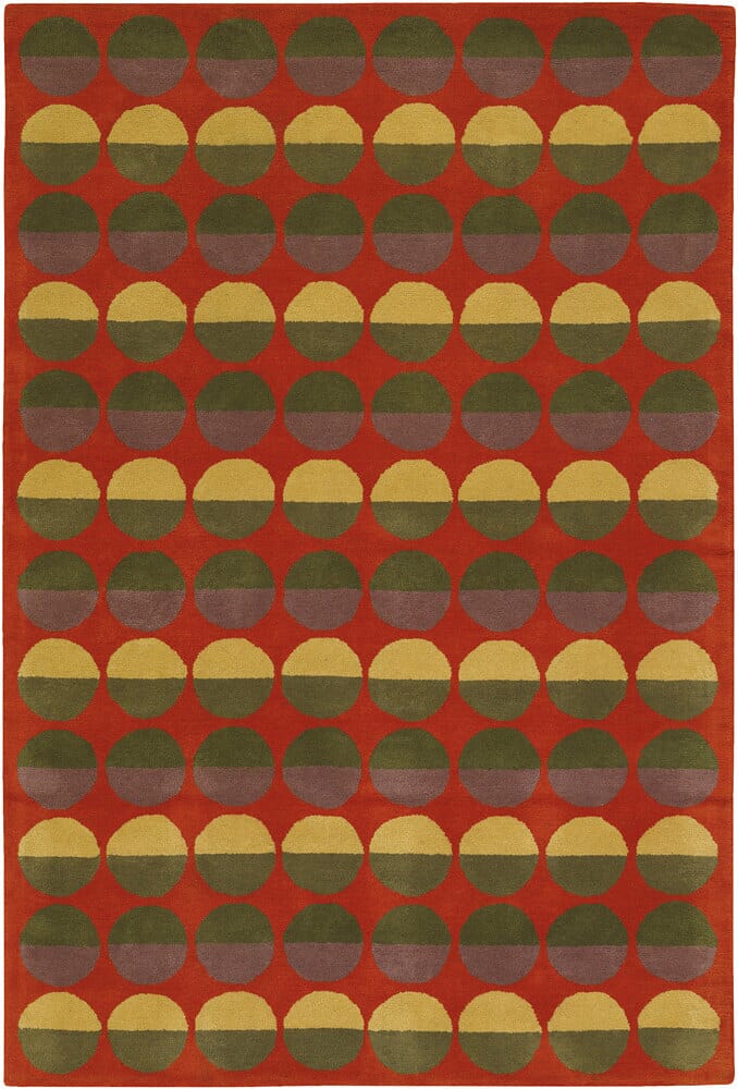 Chandra Rowe Row11102 Burnt Orange / Green / Grey Geometric Area Rug