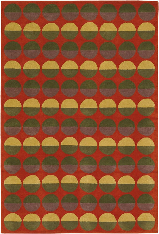 Chandra Rowe Row11102 Burnt Orange / Green / Grey Geometric Area Rug