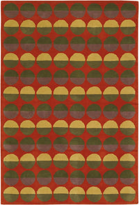 Chandra Rowe Row11102 Burnt Orange / Green / Grey Geometric Area Rug