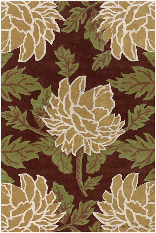 Chandra Rowe row-11109 Burgundy Floral / Country Area Rug