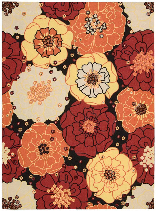 Nourison Home And Garden Rs021 Black Floral / Country Area Rug