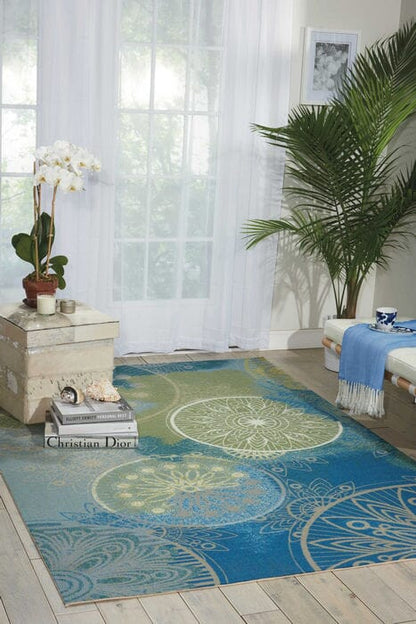 Nourison Home And Garden Rs092 Blue Geometric Area Rug
