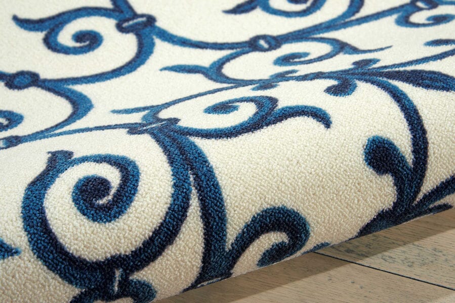 Nourison Home And Garden Rs093 Blue Damask Area Rug