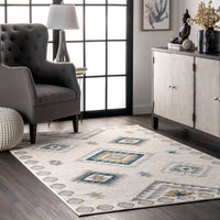 Nuloom Emery Aztec Nem1371A Light Gray Area Rug