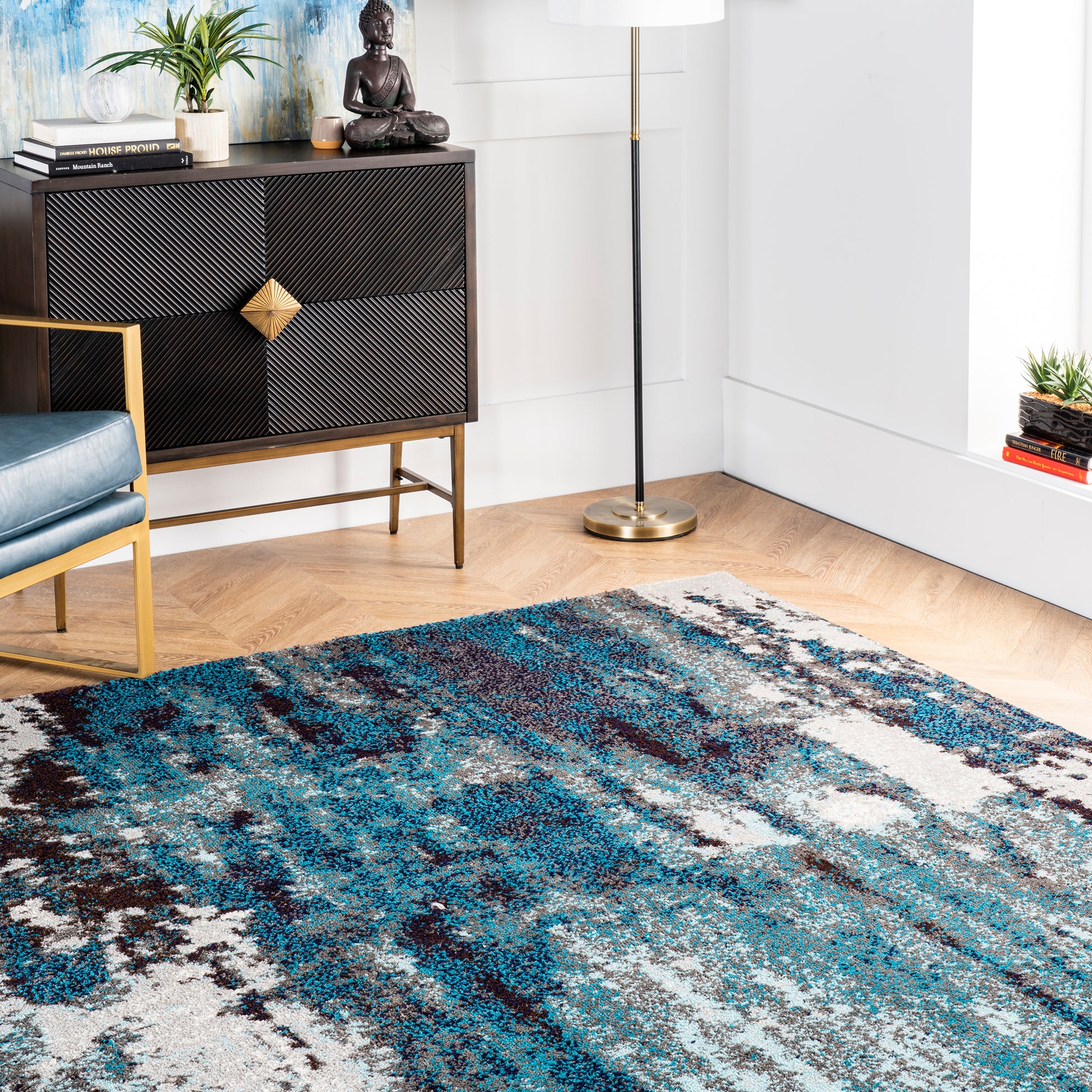 Nuloom Abstract Haydee Nab1680A Blue Area Rug