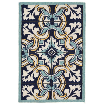 Liora Manne Ravella Floral Tile 2253/33 Navy Bohemian Area Rug