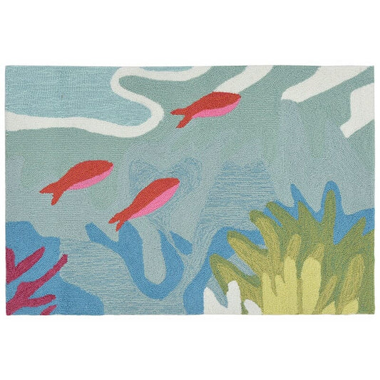 Liora Manne Ravella Ocean View 2275/03 Blue, Green, Grey, Orange, Red Coastal Area Rug