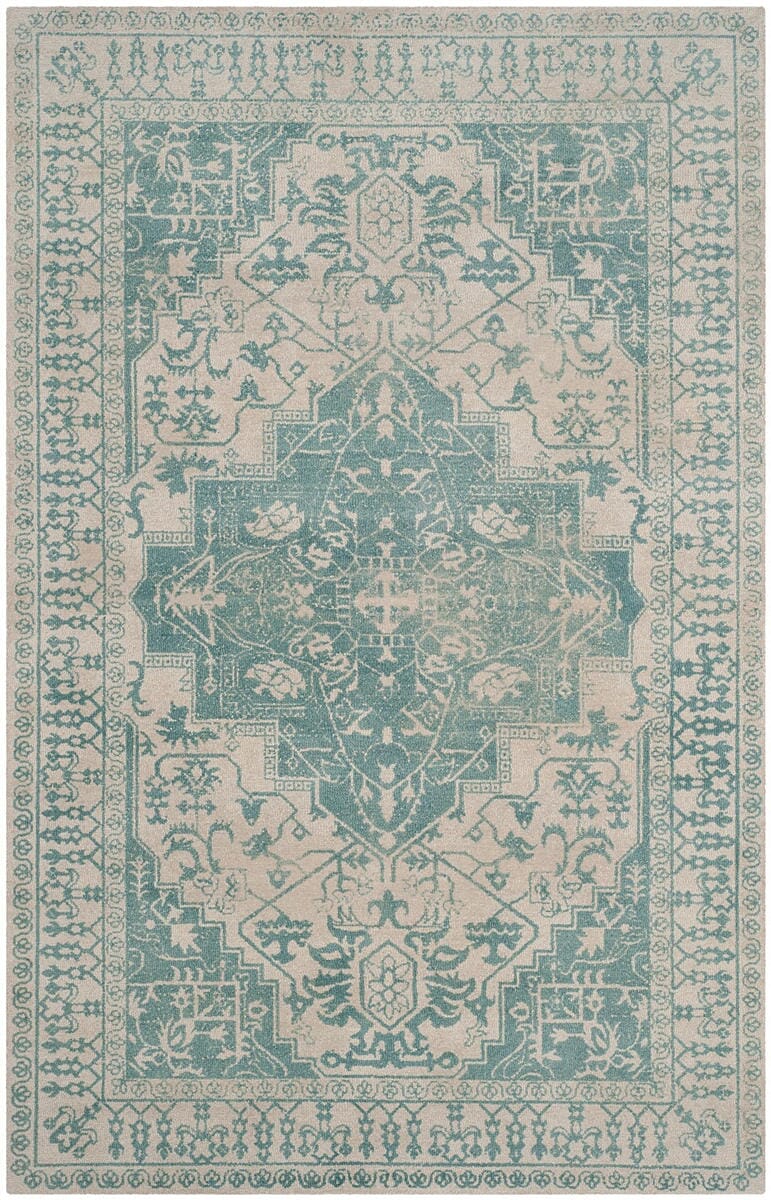 Safavieh Restoration Vintage Rvt421A Ivory / Turquoise Rugs.