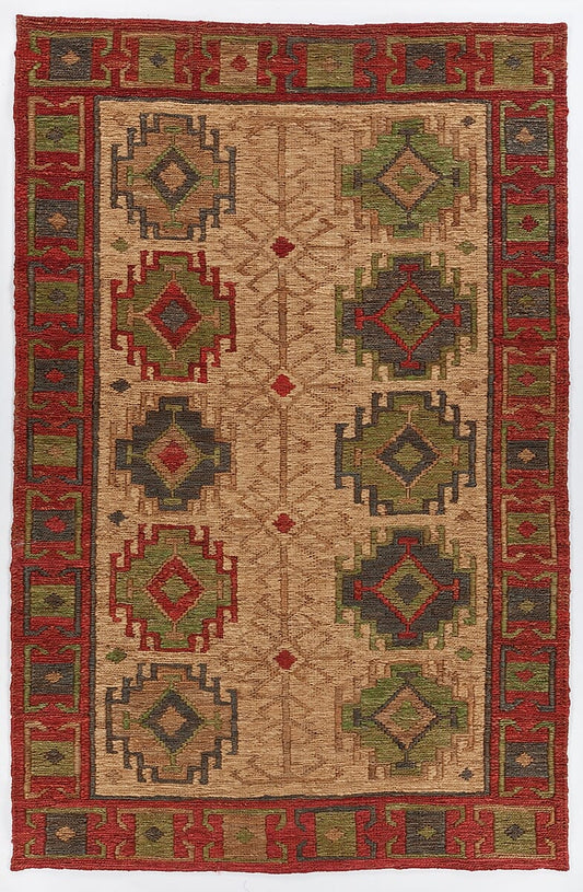Chandra Ryleigh Ryl-46900 Red / Green / Natural Area Rug