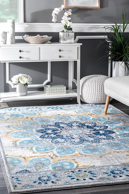 AreaRugs.com Nakra Omth15N Blue Area Rug