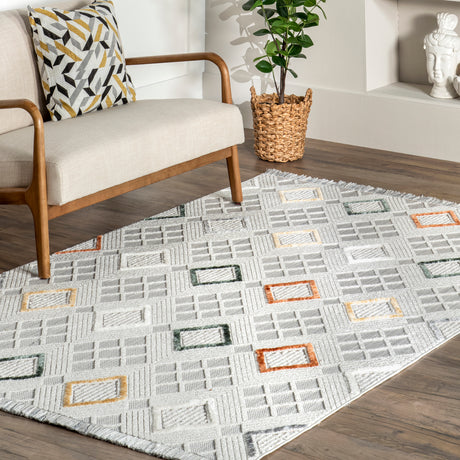 Nuloom Madge Tiled Nma1356A Light Gray Area Rug