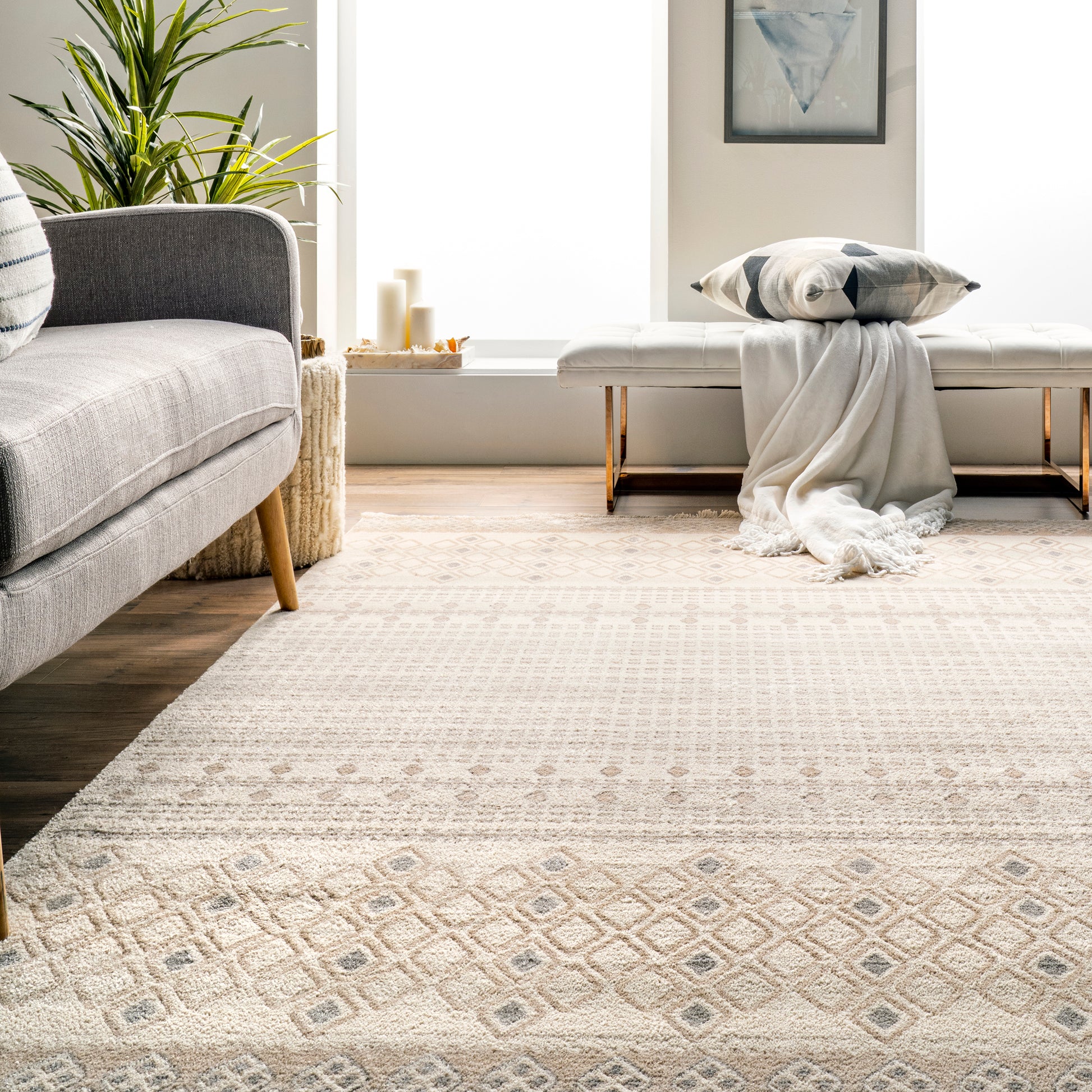 Nuloom Lailah Tribal Trellis Nla2139A Beige Area Rug